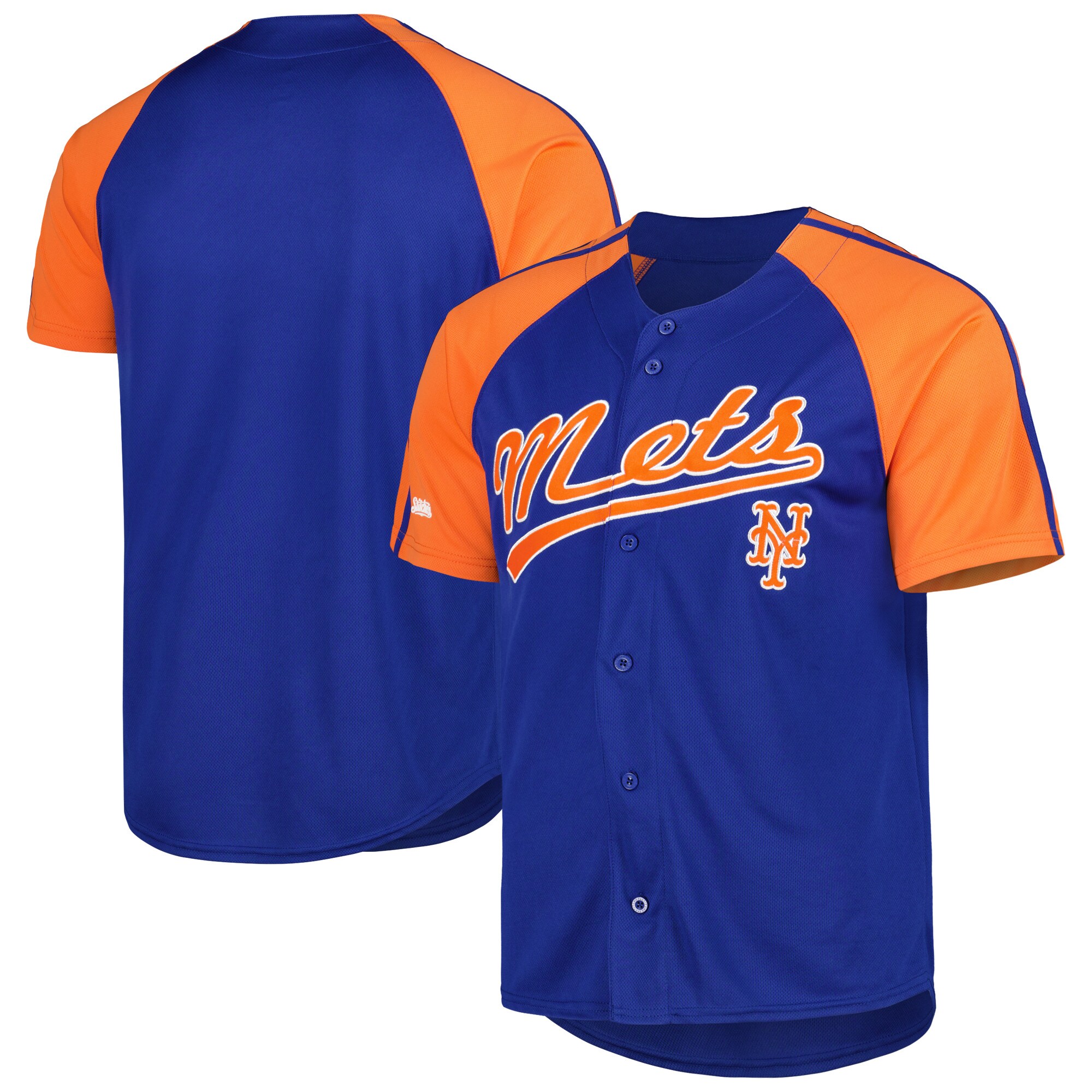 New York Mets Stitches Button-down Raglan Fashion Jersey – Royal