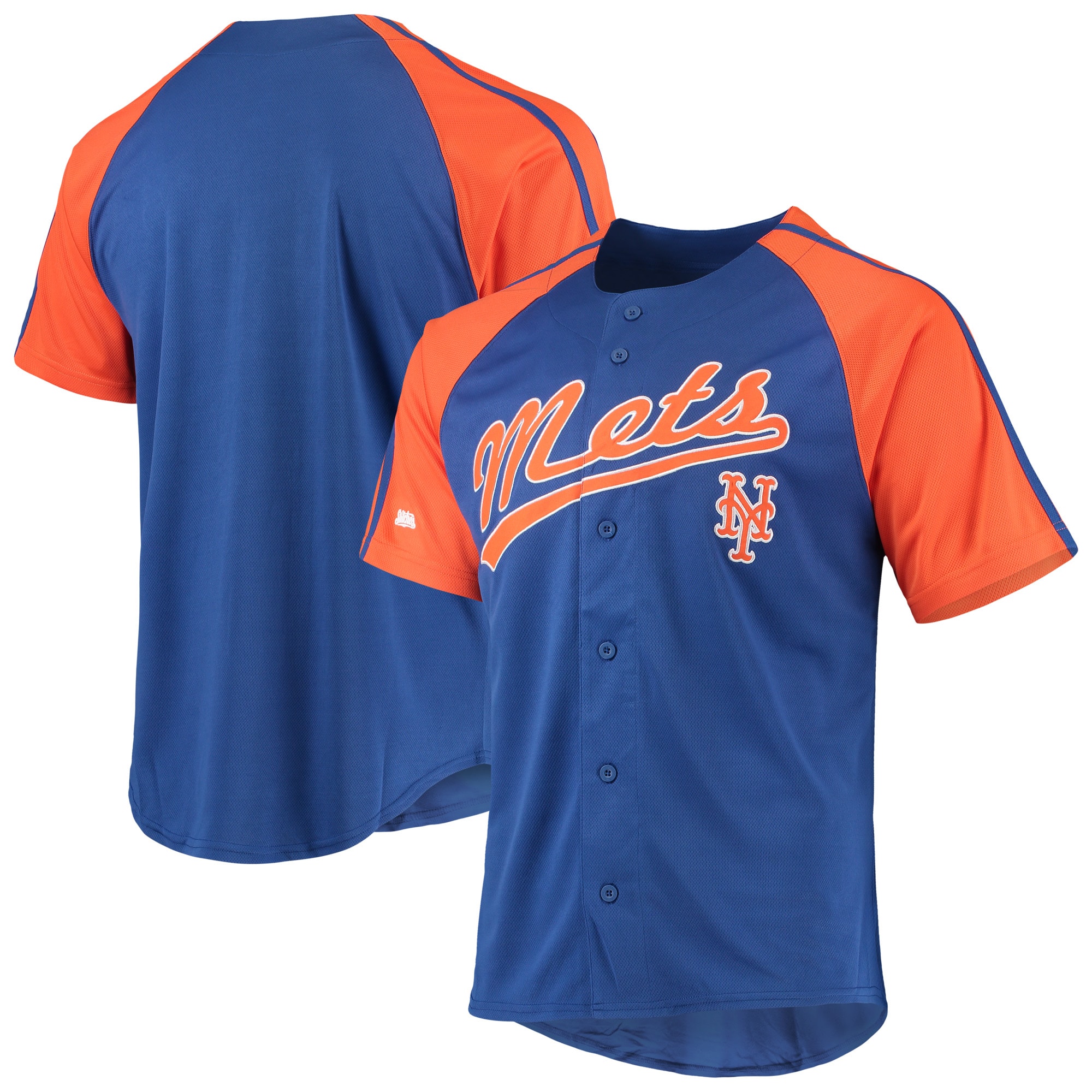 Alternative view of New York Mets Stitches Button-down Raglan Replica Jersey – Royal