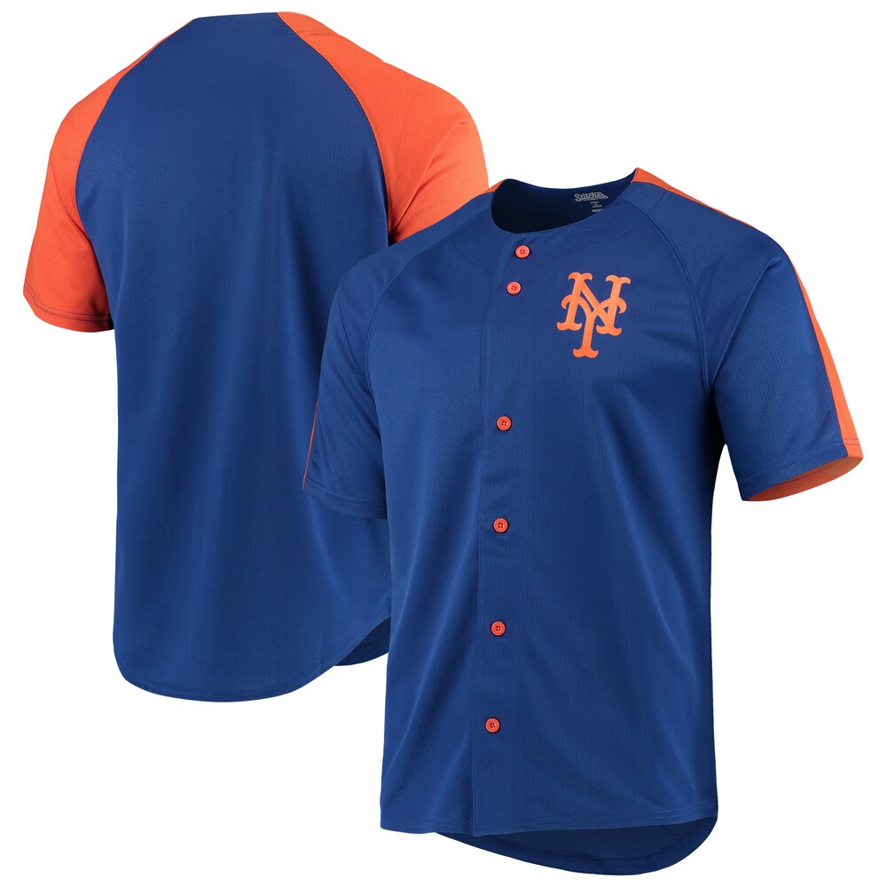 New York Mets Stitches Logo Button-up Jersey - Royal