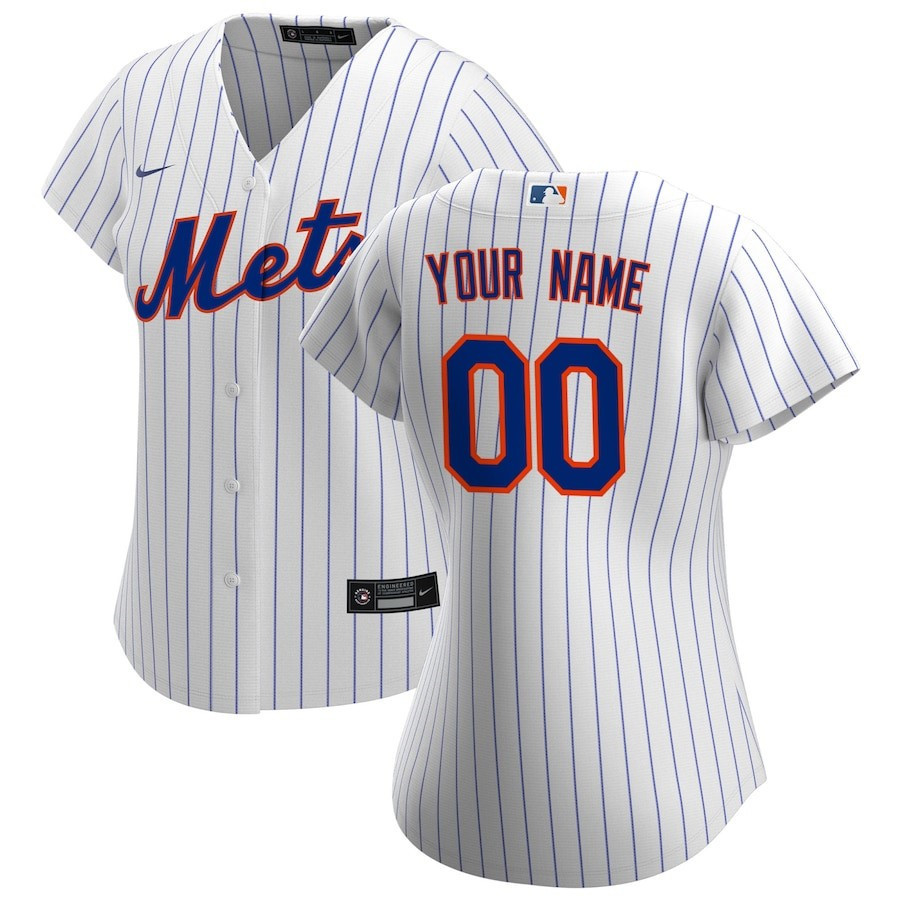 New York Mets Women's Home Custom Jersey - White 