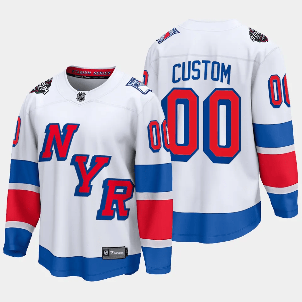 Alternative view of New York Rangers 2024 Stadium Series Patch Custom Breakaway Jersey - Men, White - JS548 
