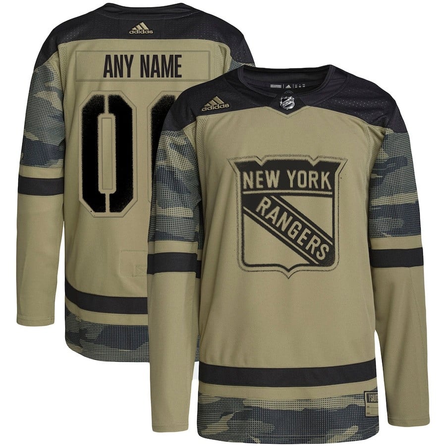 New York Rangers Military Appreciation Team Custom Practice Jersey - Camo - JS312 
