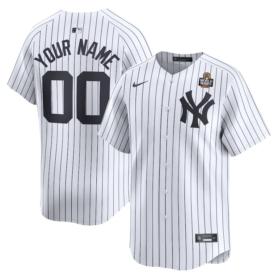 New York Yankees 2024 World Series Home Custom Limited Men Jersey - White 