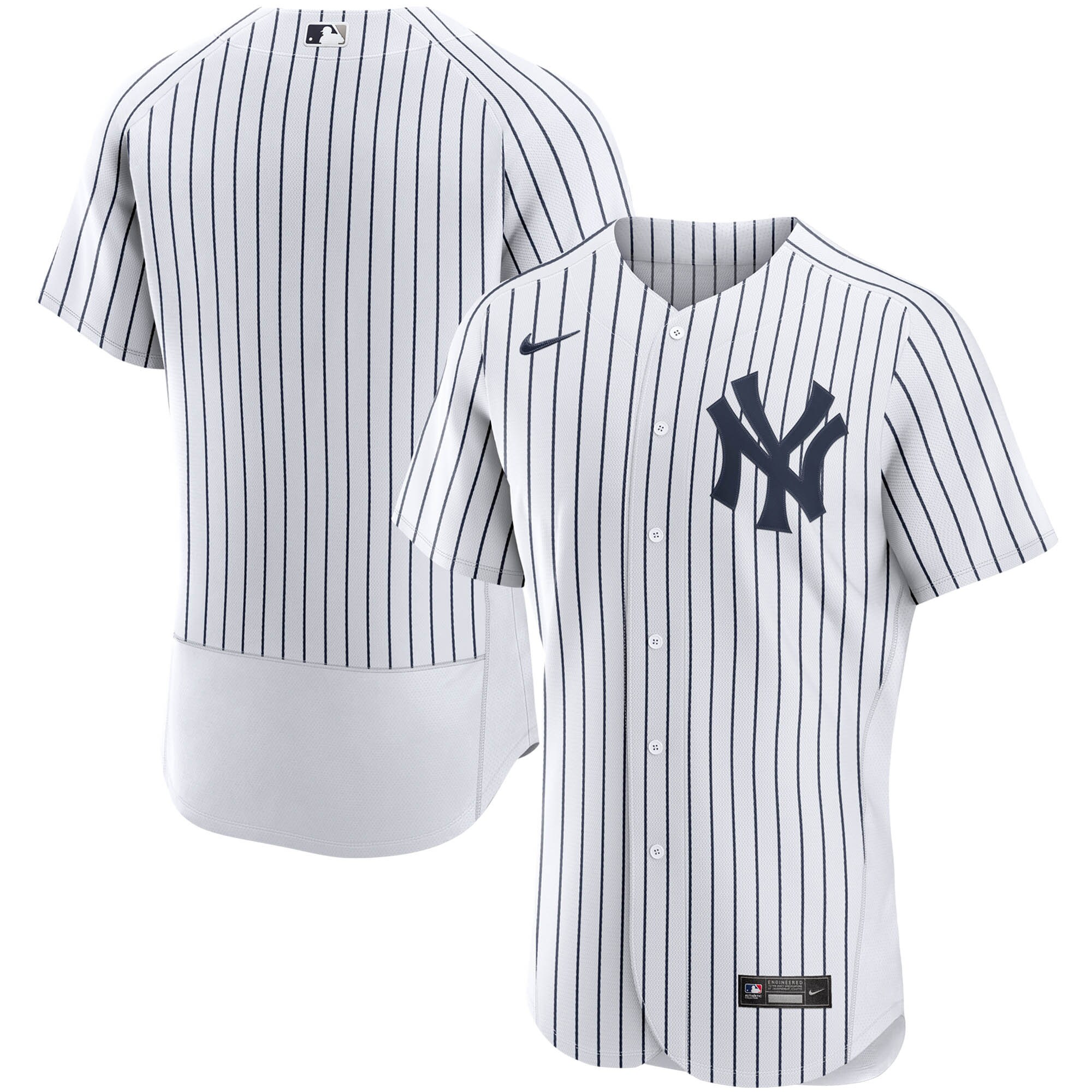 Alternative view of New York Yankees Home Authentic Team Jersey – White