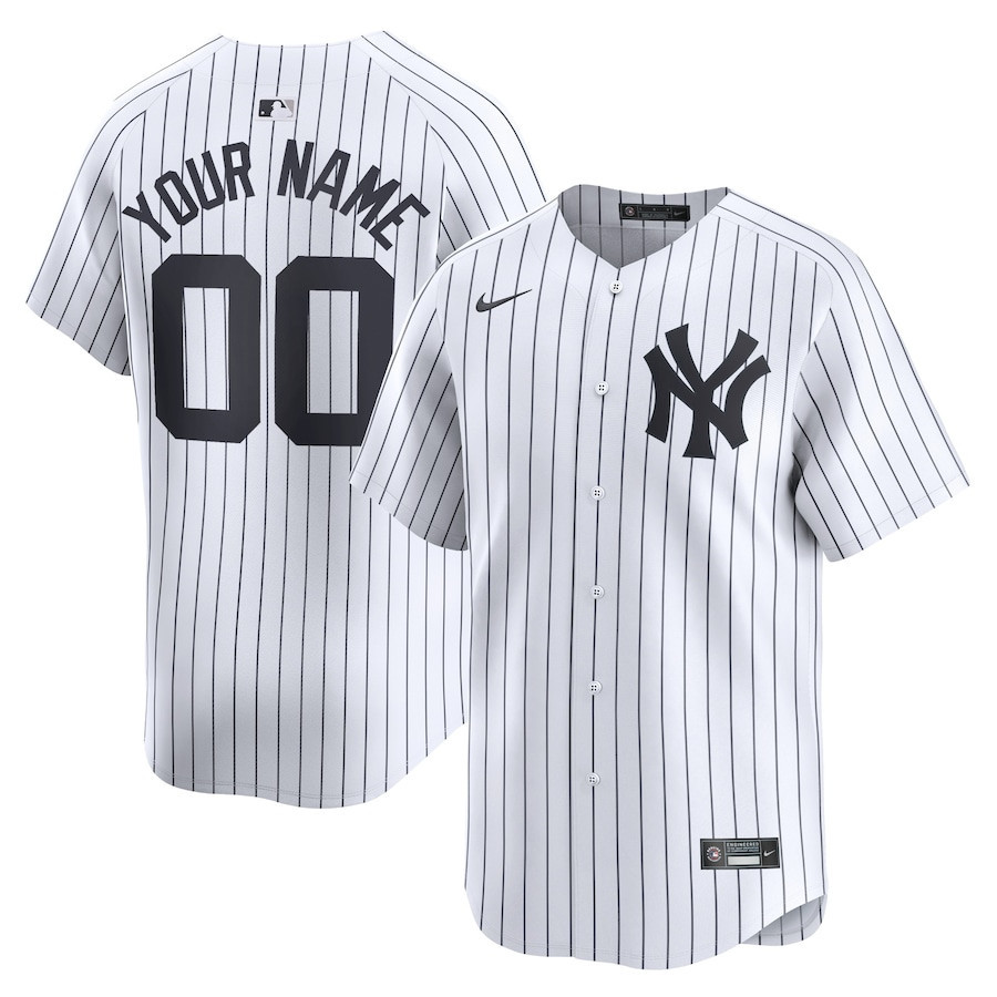 New York Yankees Home Limited Custom Jersey - Men White 