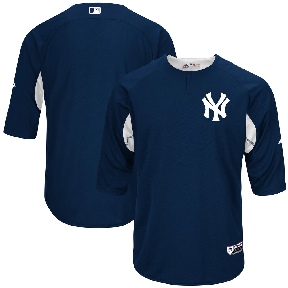 New York Yankees Majestic Collection On-field 3/4-sleeve Batting Practice Jersey - Navy/white