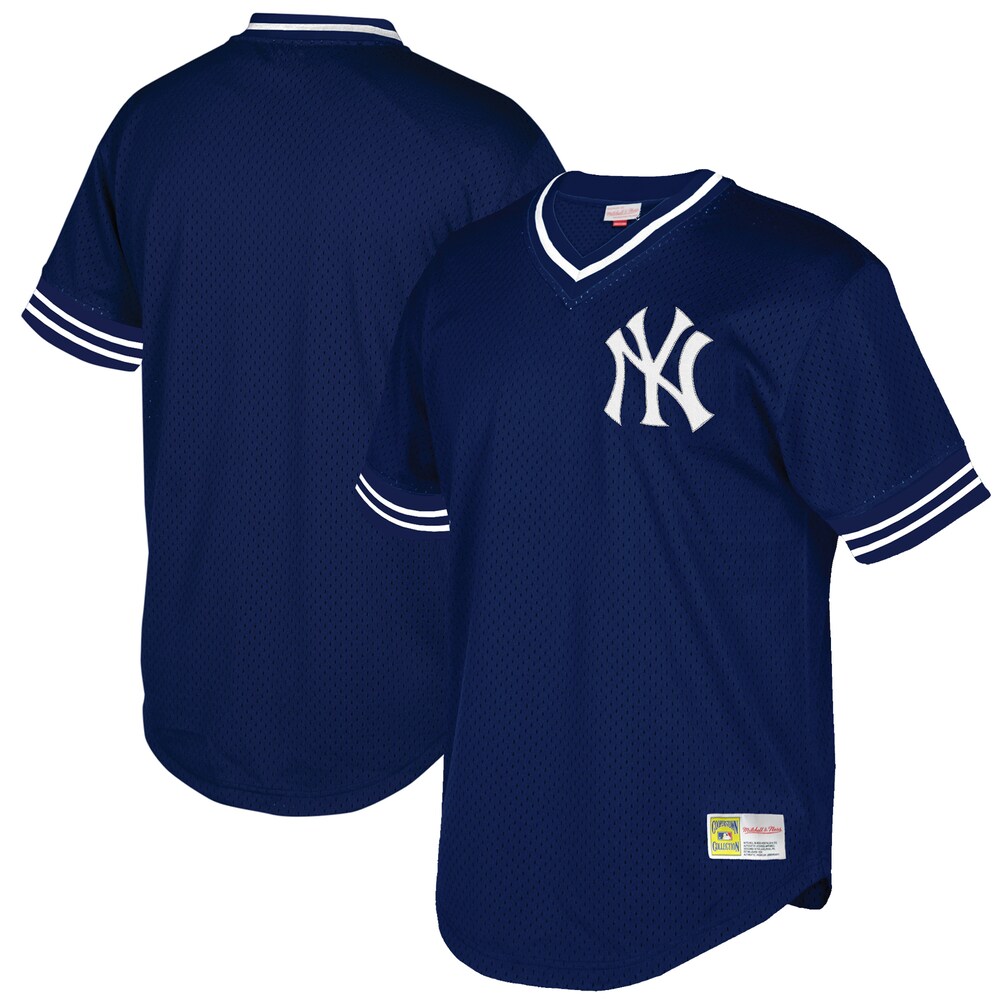 New York Yankees Mitchell & Ness Big & Tall Mesh V-neck Jersey - Navy