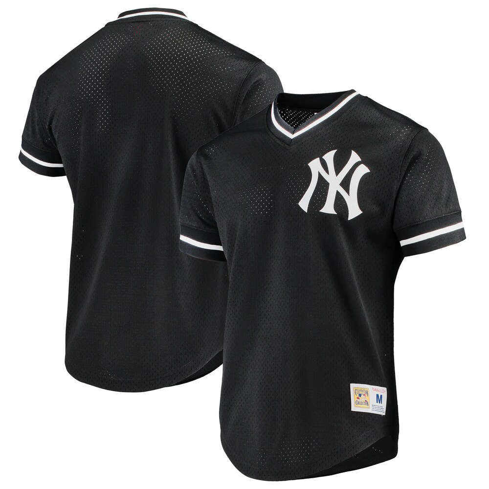 New York Yankees Mitchell & Ness Mesh V-neck Jersey - Black