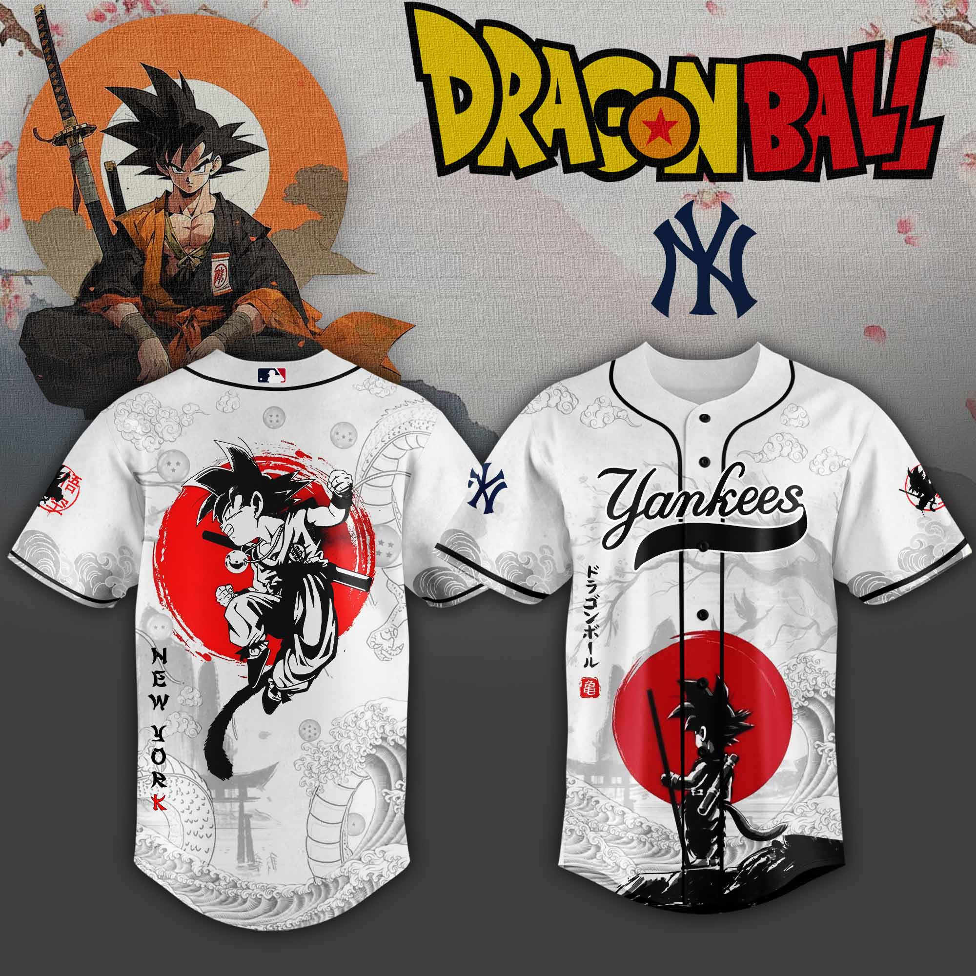 New York Yankees Mlb X Dragon Ball Super Saiyan Custom Baseball Jersey Collection