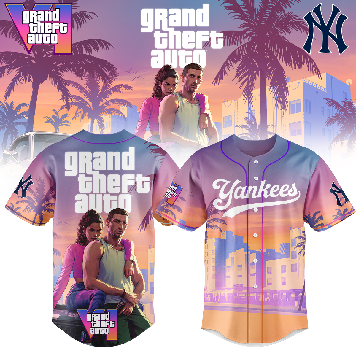 New York Yankees Mlb X Grand Theft Auto Custom Baseball Jersey