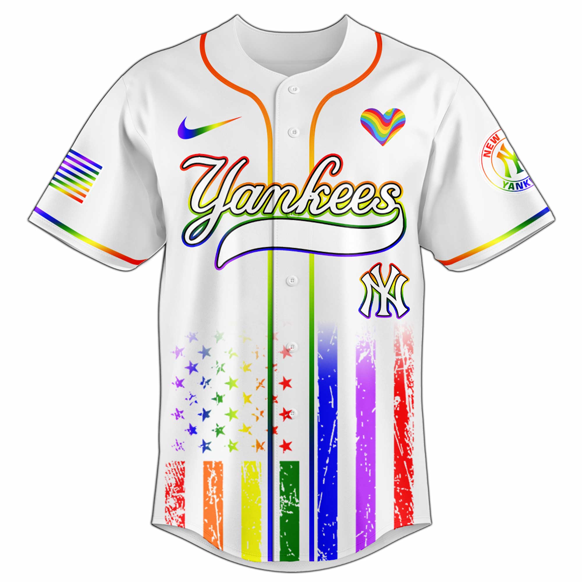 Alternative view of New York Yankees Mlb X Happy Pride Month Limited Edition Custom Baseball Jersey 2025