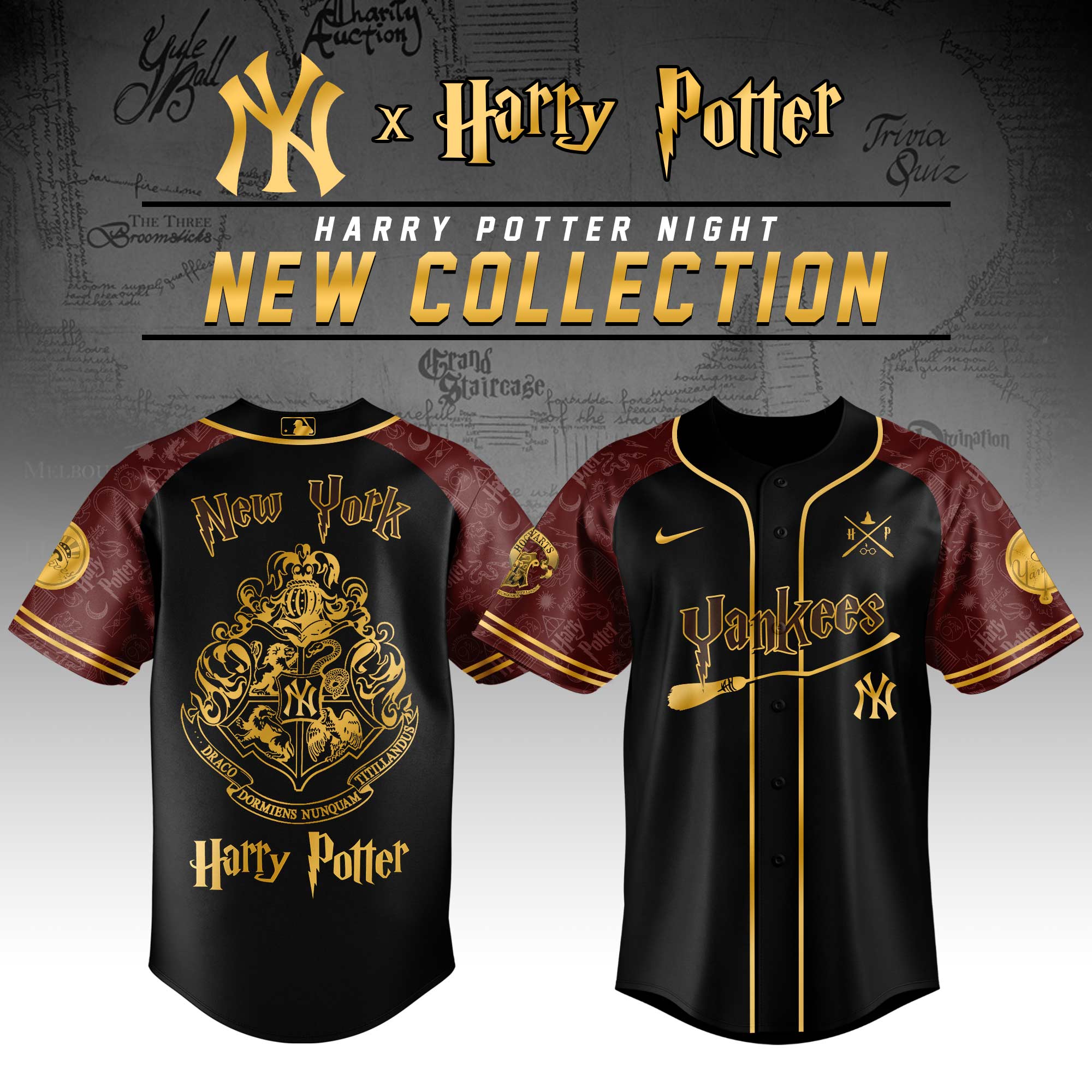 New York Yankees Mlb X Harry Potter Hogwarts Houses Custom Baseball Jersey