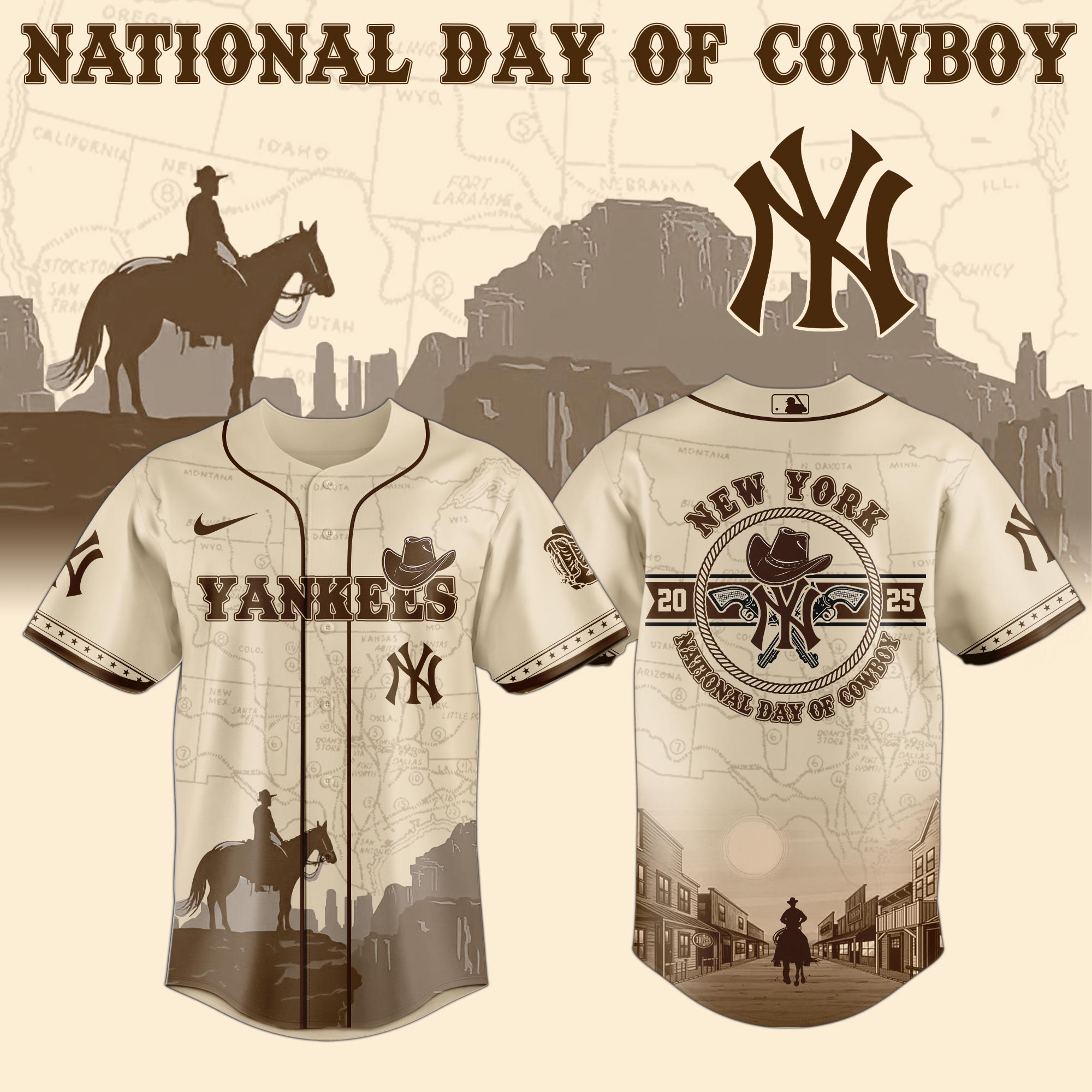 New York Yankees Mlb X National Day Of Cowboy Custom Baseball Jersey