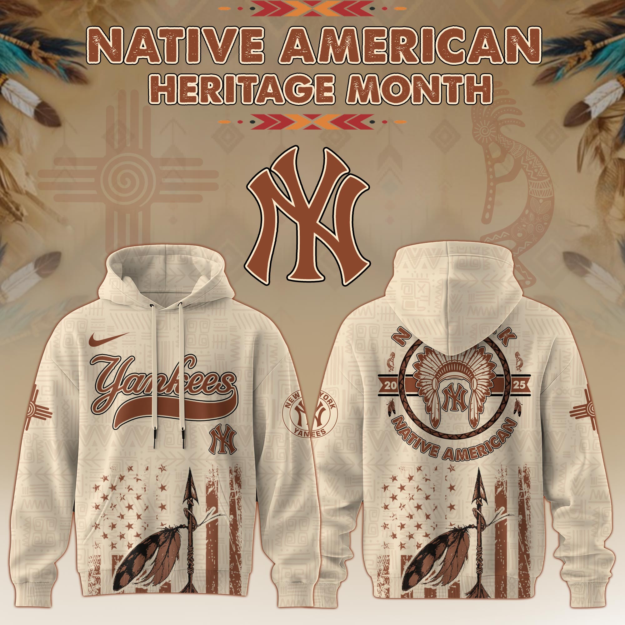 New York Yankees Mlb X Native American Heritage Month Mlb Collaboration Custom Hoodie