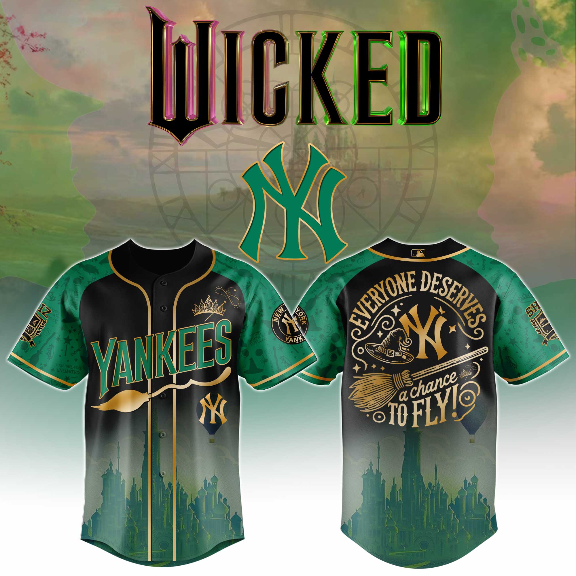 New York Yankees Mlb X Wiched Castle Custom Baseball Jersey