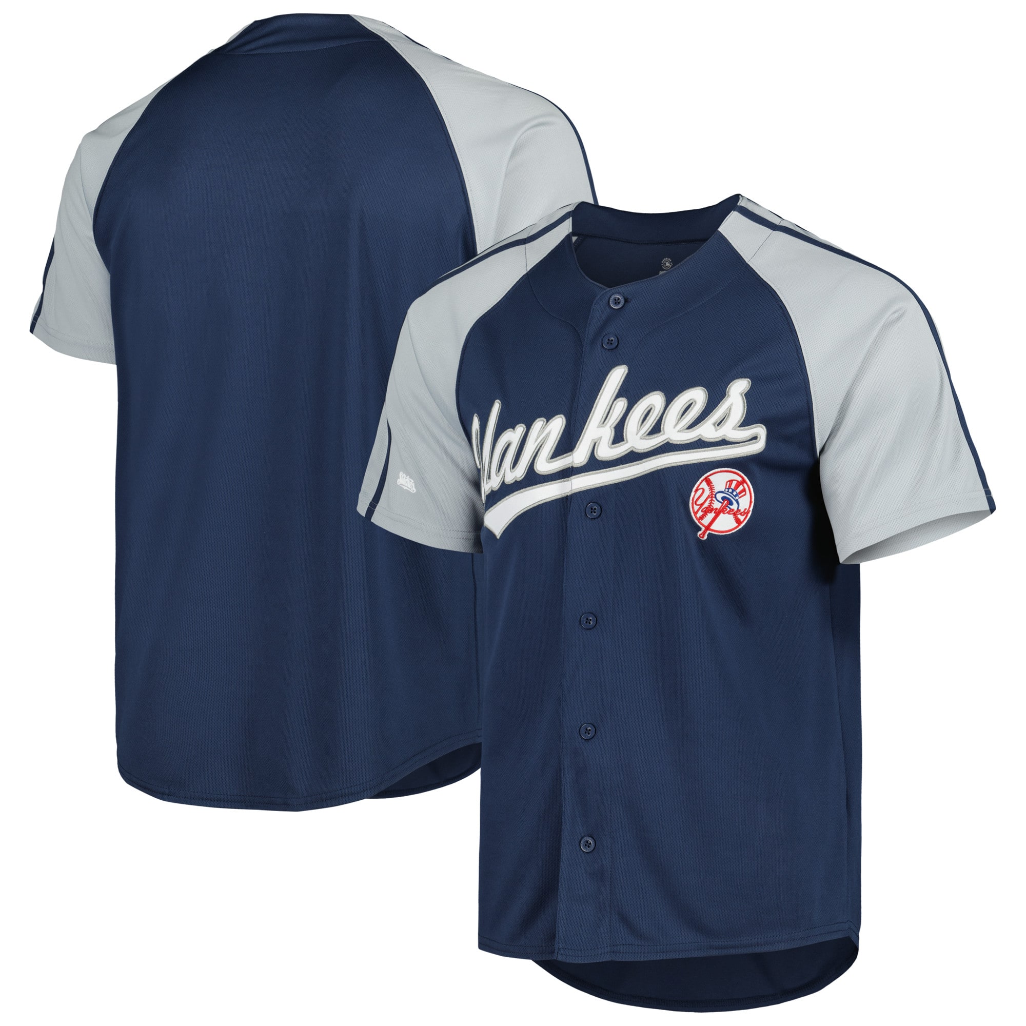 New York Yankees Stitches Button-down Raglan Fashion Jersey – Navy