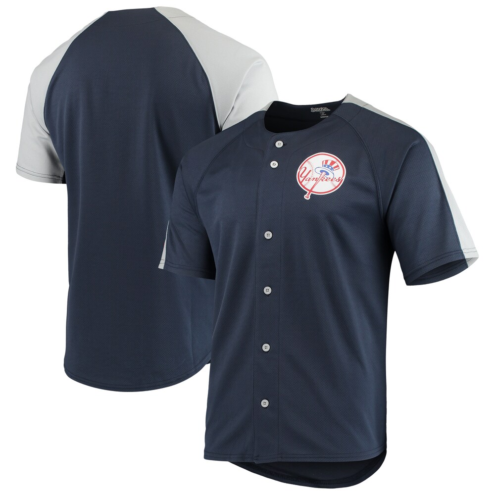 New York Yankees Stitches Logo Button-up Jersey - Navy