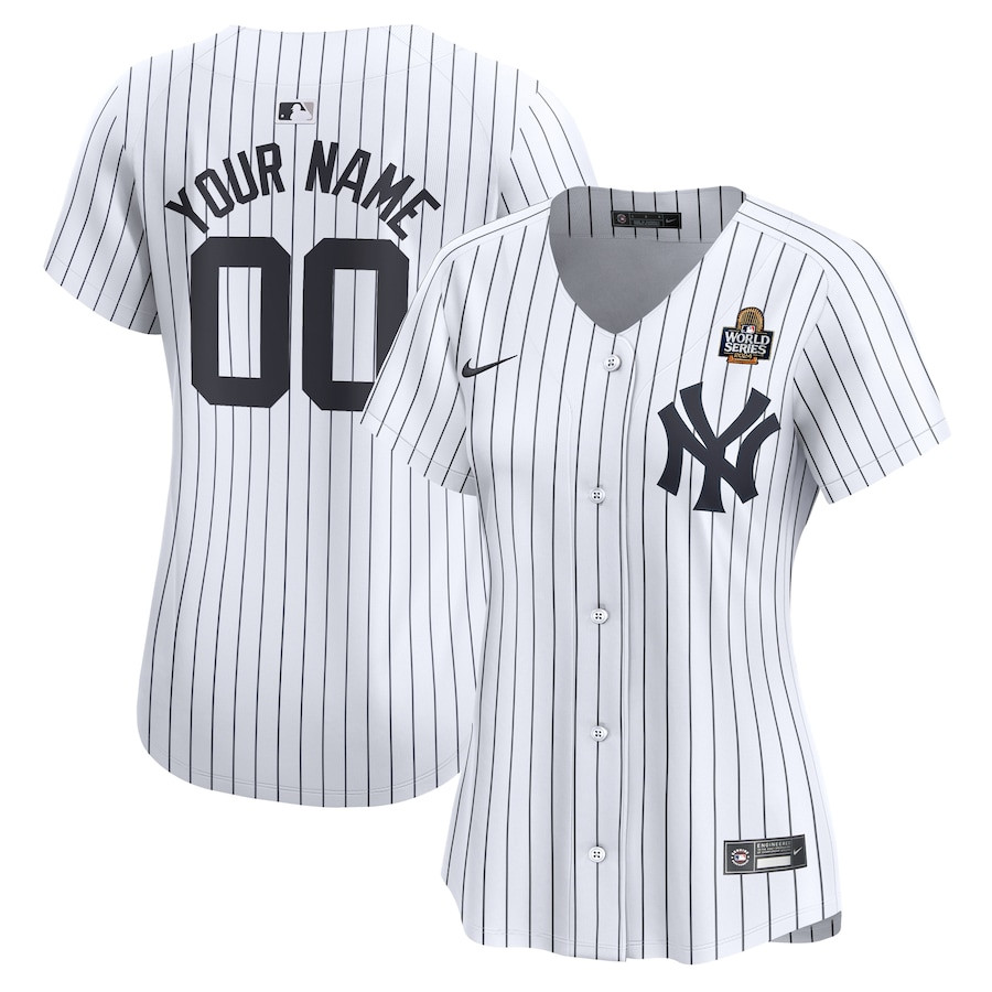 New York Yankees Women's 2024 World Series Home Custom Limited Jersey - White 
