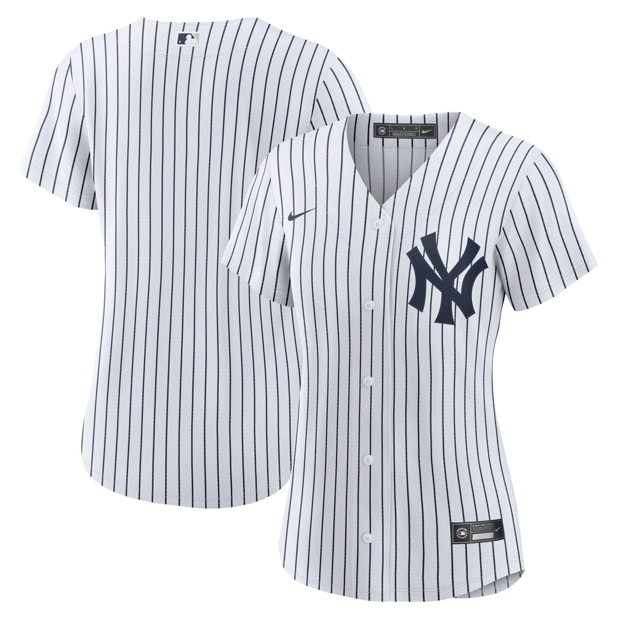 Alternative view of New York Yankees Women's Home Blank Replica Jersey - White