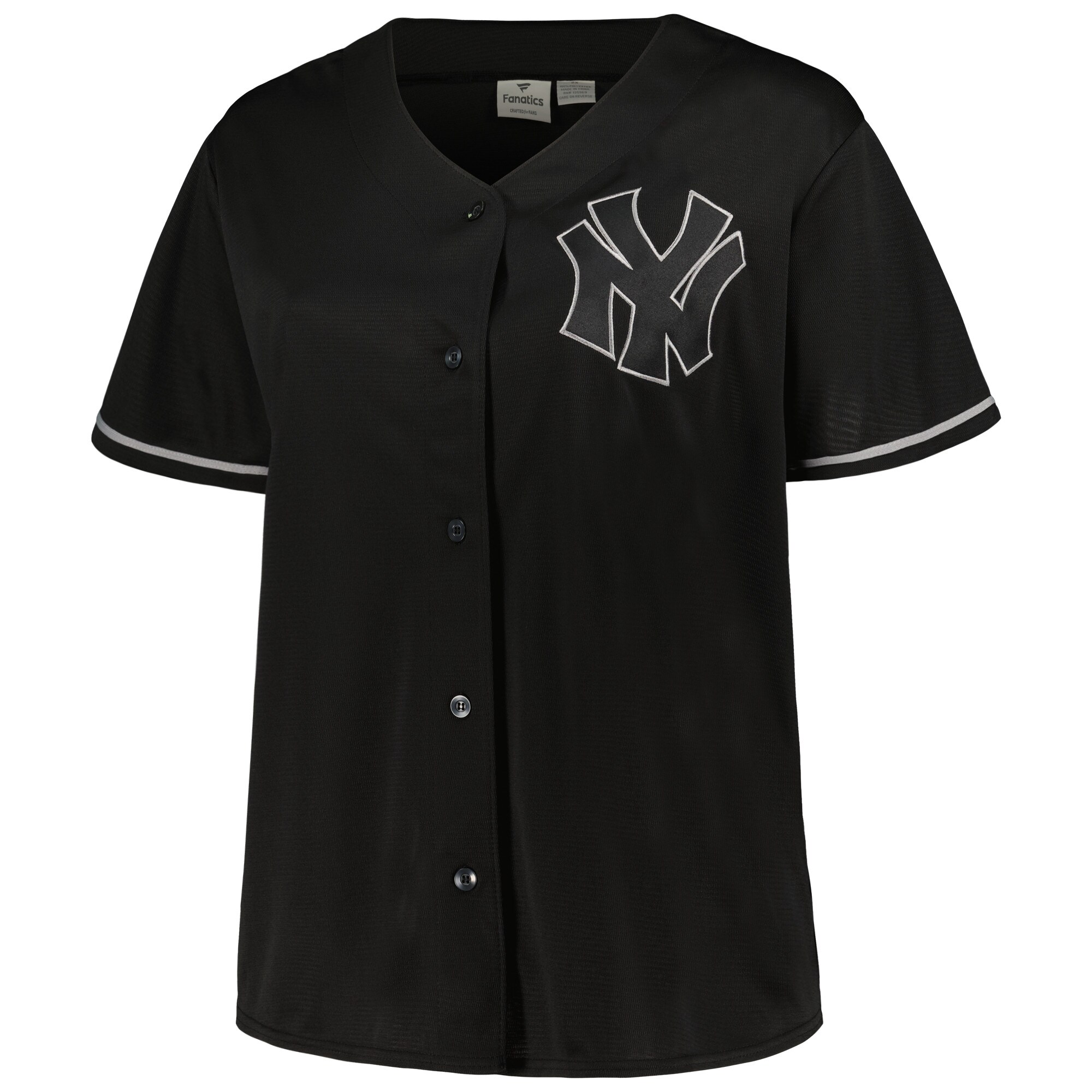 Alternative view of New York Yankees Women's Plus Size Pop Fashion Button-up Jersey - Black/navy
