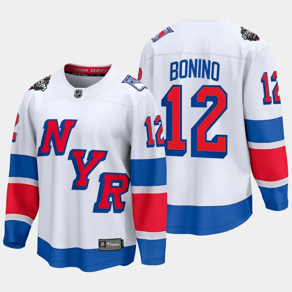 Alternative view of Nick Bonino 12 New York Rangers 2024 Stadium Series Patch Breakaway Jersey - Men, White - JS268 