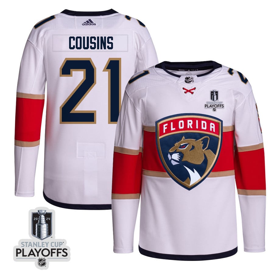 Nick Cousins 21 Florida Panthers 2024 NHL Playoffs Patch Away Jersey Customized - Men, White - JS373 
