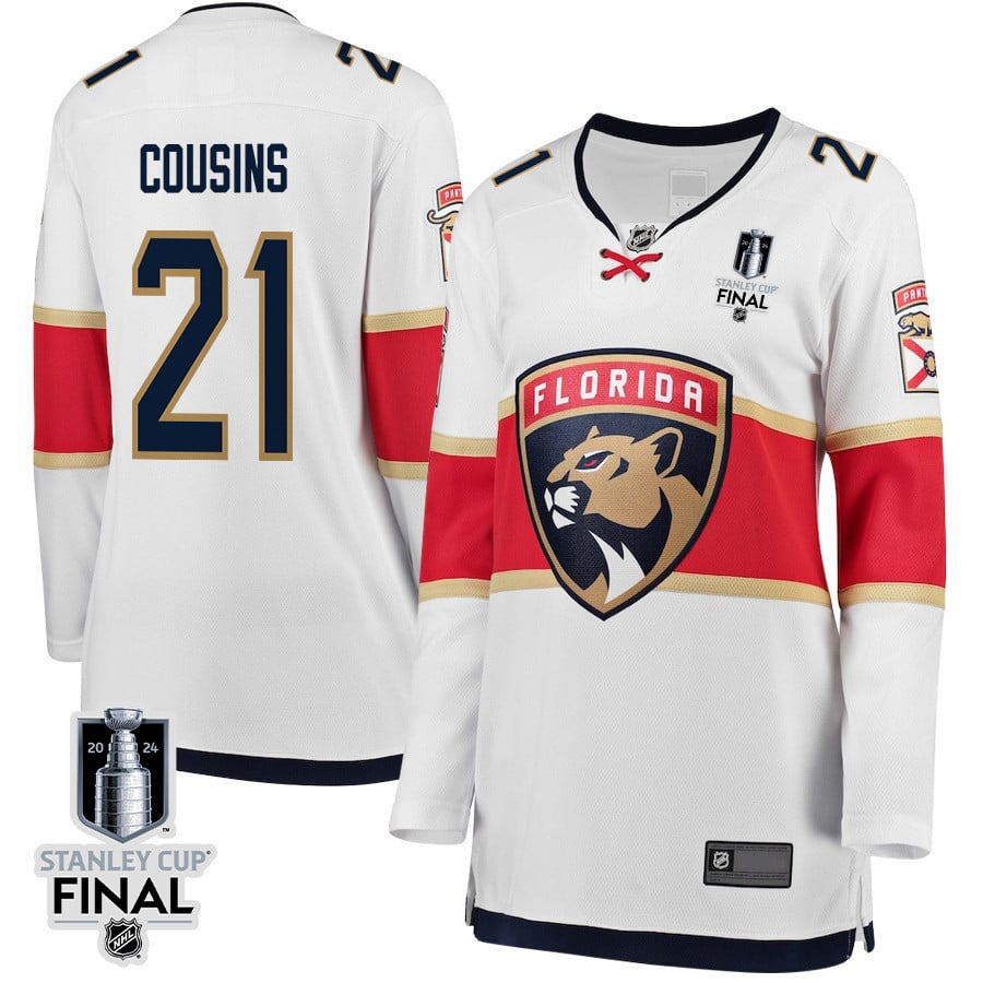 Nick Cousins 21 Florida Panthers 2024 STANLEY CUP Final Women's Away Breakaway Jersey - White - JS263 