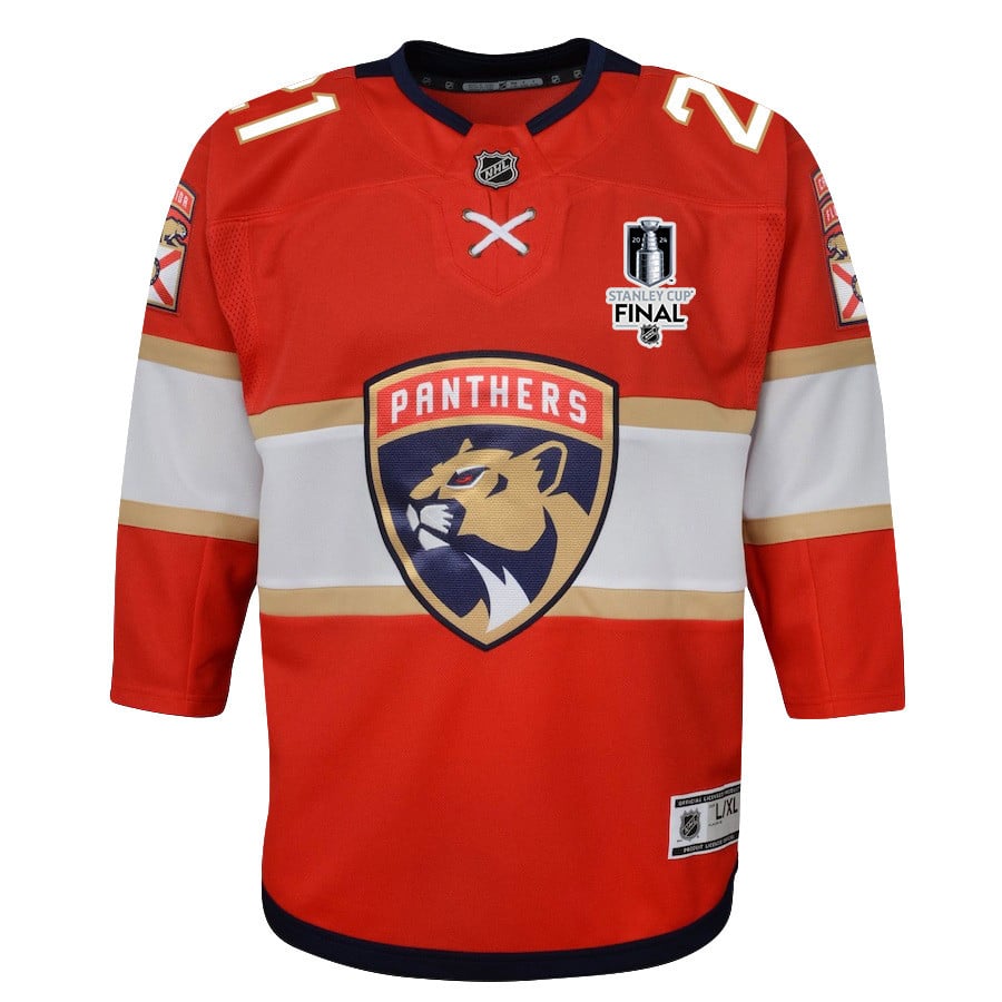 Alternative view of Nick Cousins 21 Florida Panthers 2024 STANLEY CUP Final Youth Home Breakaway Jersey - Red - JS134 