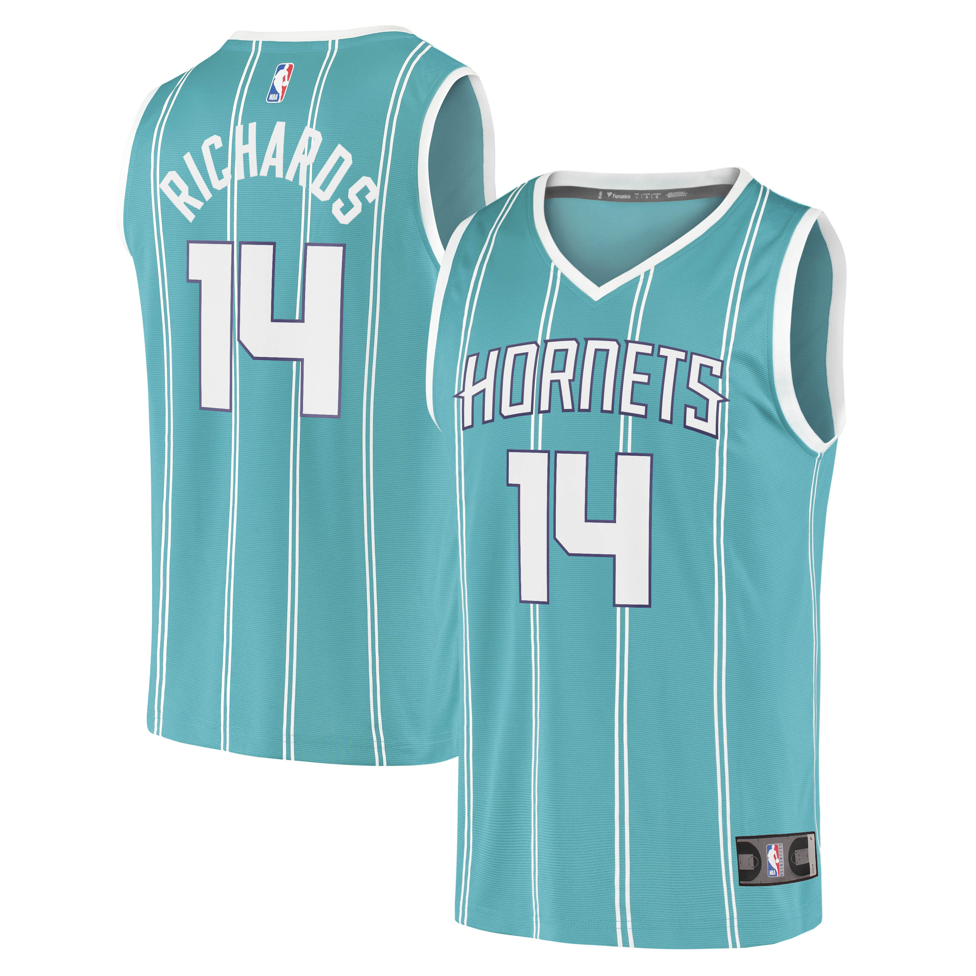 Alternative view of Nick Richards Charlotte Hornets Fanatics Branded 2020/21 Fast Break Replica Jersey - Icon Edition - Teal