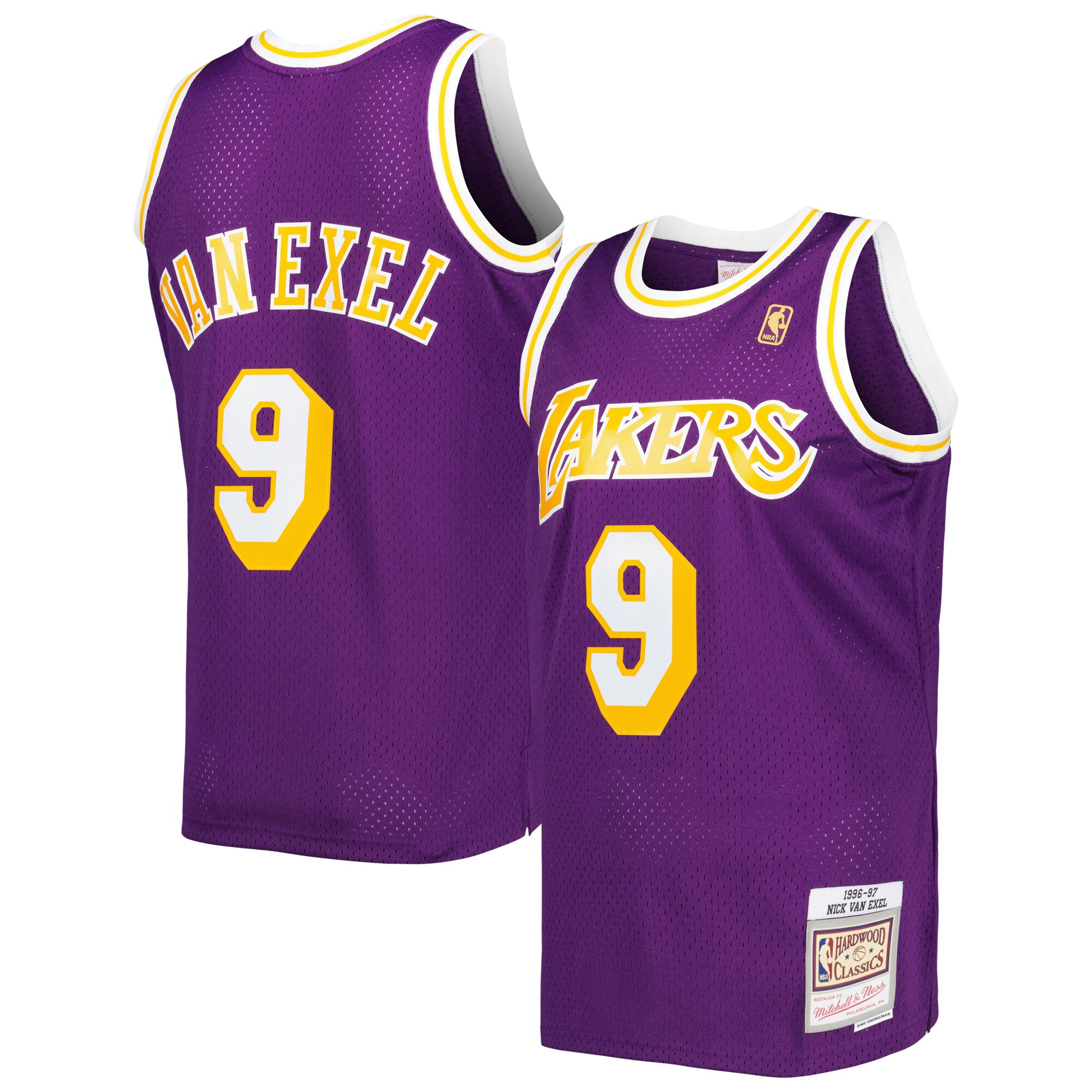Alternative view of Nick Van Exel Los Angeles Lakers Mitchell & Ness 1996-97 Hardwood Classics Swingman Jersey - Purple