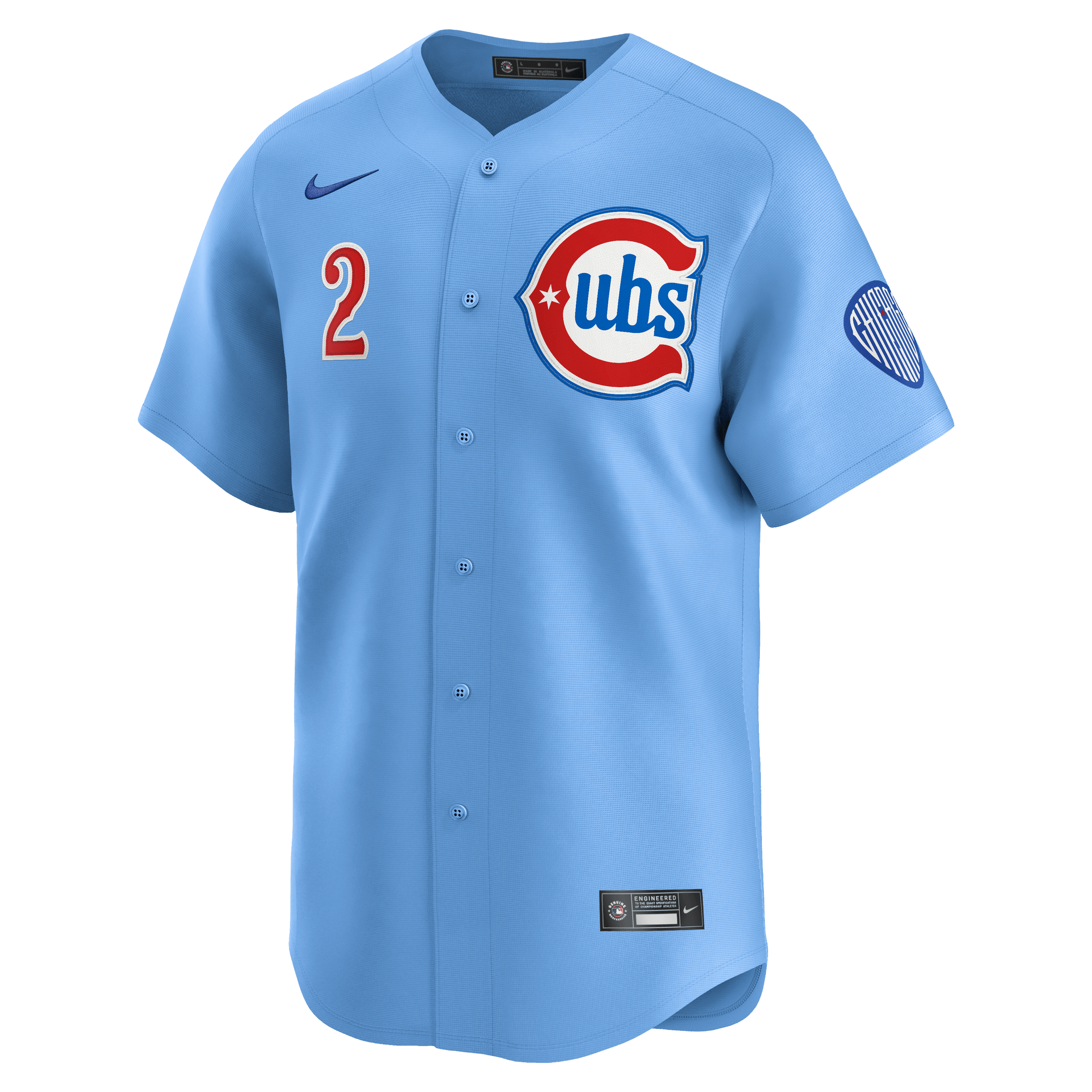 Alternative view of Nico Hoerner 2 Chicago Cubs Limited Alternate 2 Men Jersey - Baby Blue