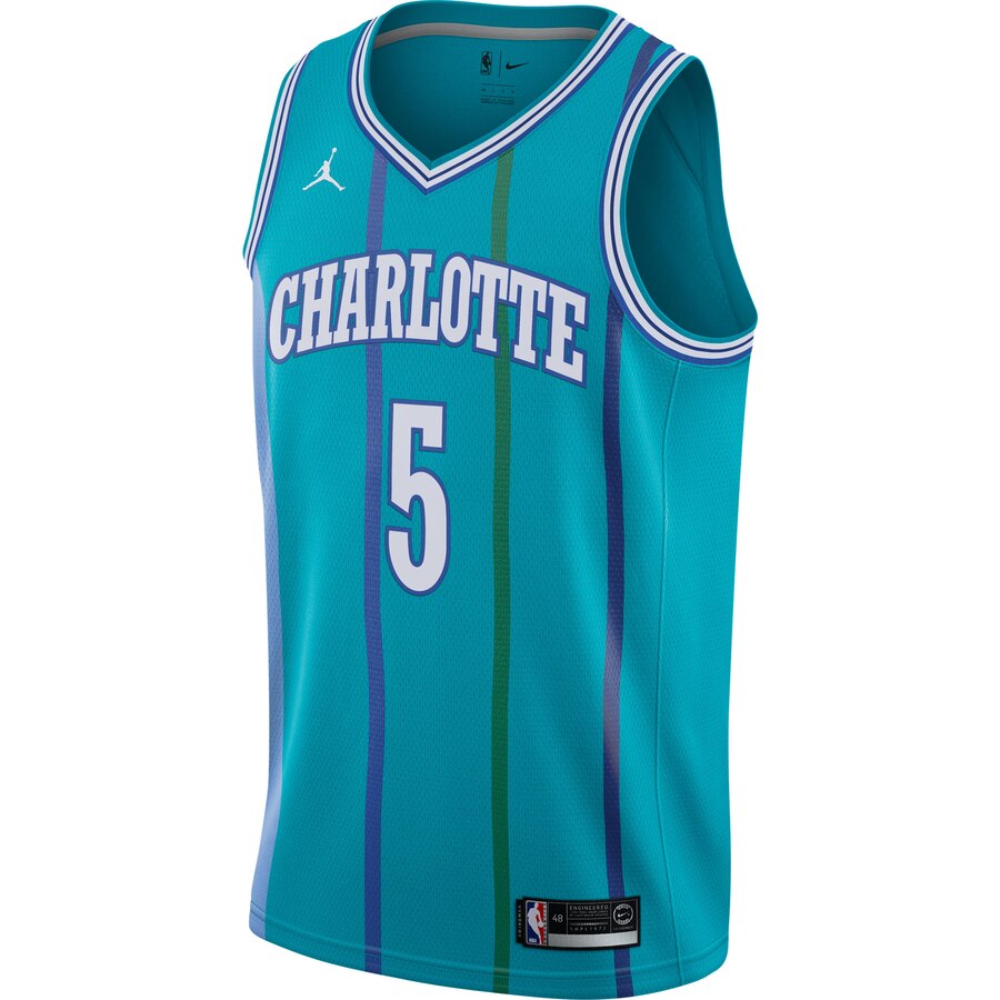 Alternative view of Nicolas Batum Charlotte Hornets Jordan Brand Fashion Current Player Hardwood Classics Swingman Jersey - Aqua