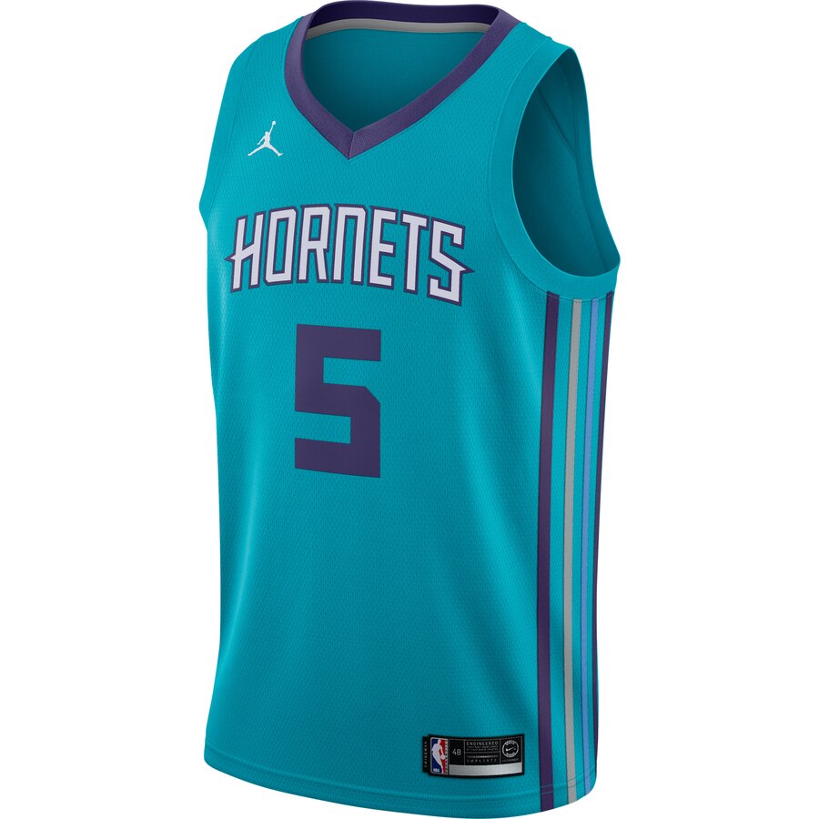 Alternative view of Nicolas Batum Charlotte Hornets Jordan Brand Swingman Jersey Teal - Icon Edition