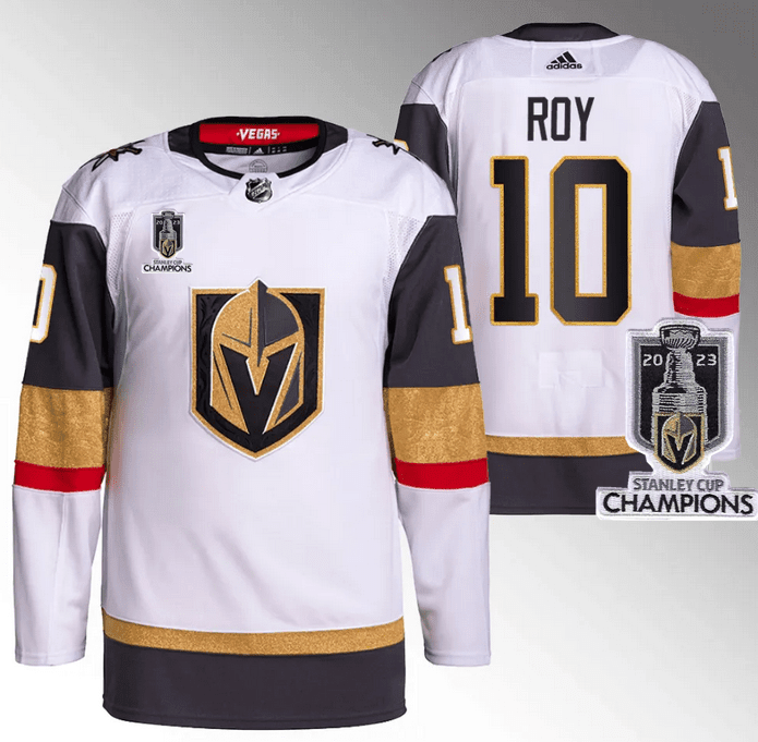 Nicolas Roy 10 Vegas Golden Knights 2023 Stanley Cup Champions Patch Breakaway Jersey - White - JS983 