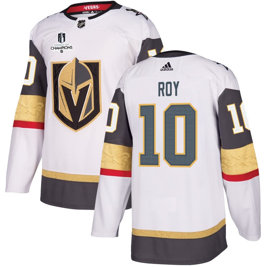 Nicolas Roy 10 Vegas Golden Knights Stanley Cup 2023 Champions Patch Away Breakaway Men Jersey - White - JS112 