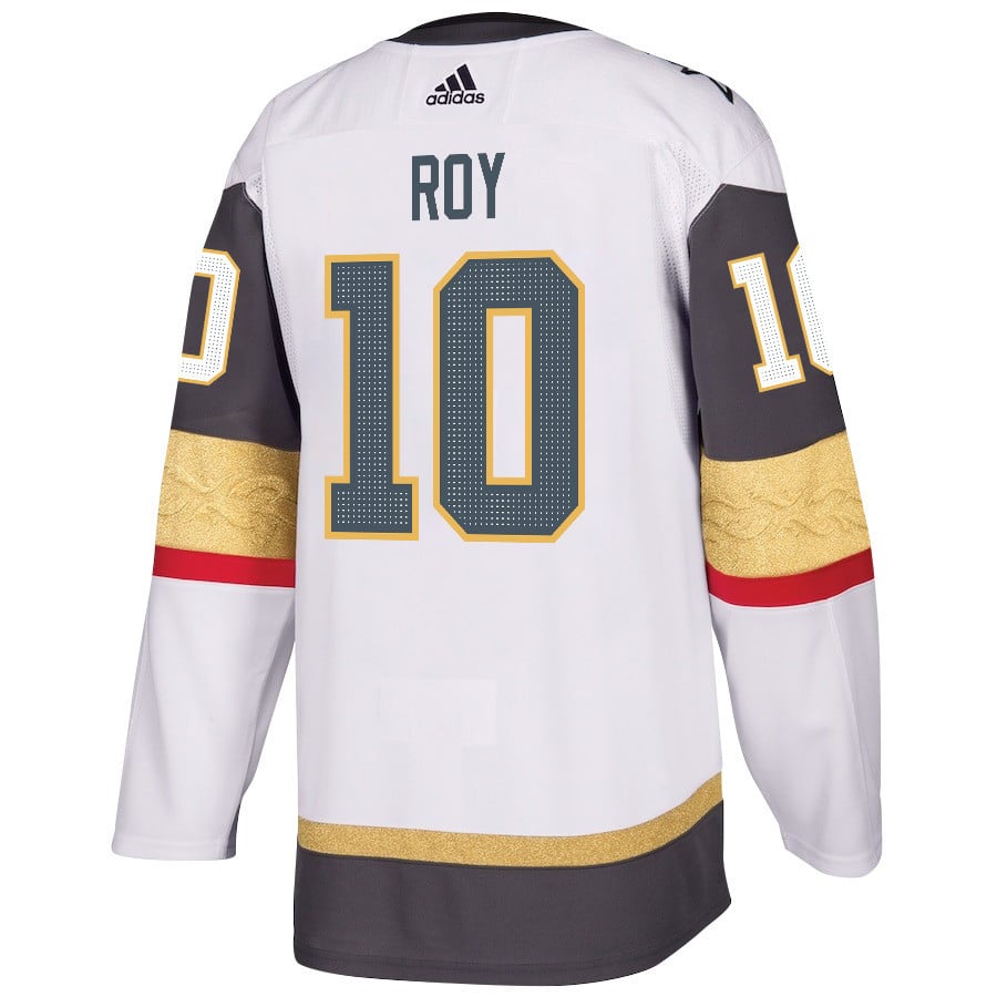 Alternative view of Nicolas Roy 10 Vegas Golden Knights Stanley Cup 2023 Final Patch Away Breakaway Men Jersey - White - JS378 
