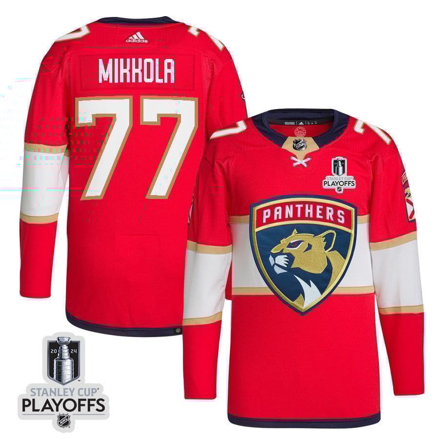 Niko Mikkola 77 Florida Panthers 2024 NHL Playoffs Patch Home Jersey - Men, Red - JS371 