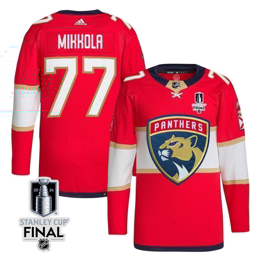 Niko Mikkola 77 Florida Panthers 2024 STANLEY CUP Final Home Breakaway Jersey - Men, Red - JS707 