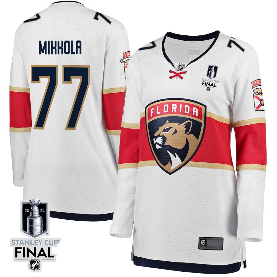 Niko Mikkola 77 Florida Panthers 2024 STANLEY CUP Final Women's Away Breakaway Jersey - White - JS972 