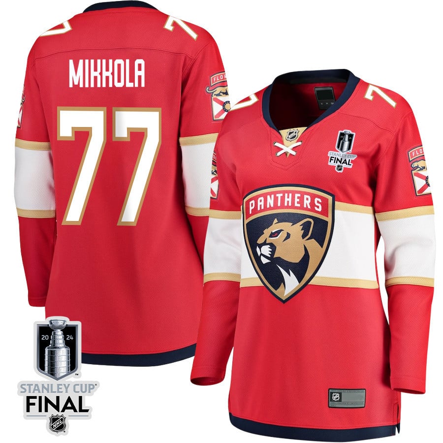 Niko Mikkola 77 Florida Panthers 2024 STANLEY CUP Final Women's Home Breakaway Jersey - Red - JS880 