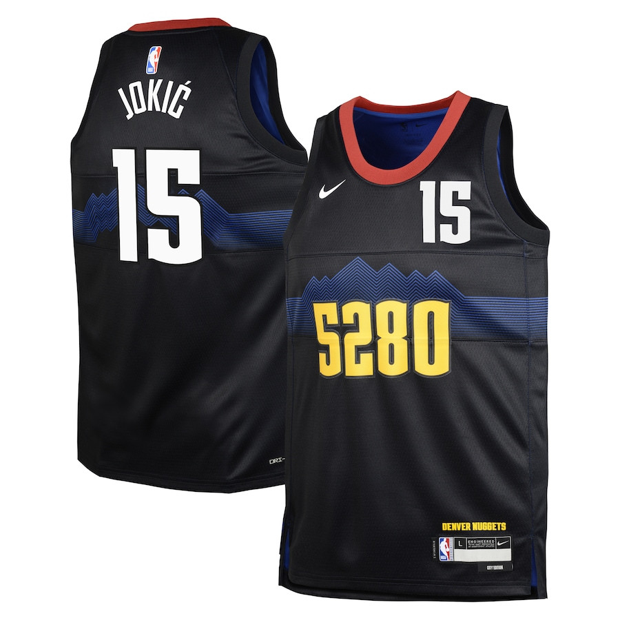 Nikola Jokić 15 Denver Nuggets 2023/24 City Edition Swingman YOUTH Jersey - Black - JS224 