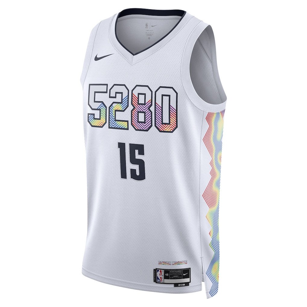 Alternative view of Nikola Jokić 15 Denver Nuggets Unisex 2024/25 Swingman Player Jersey - City Edition - White - JS685 