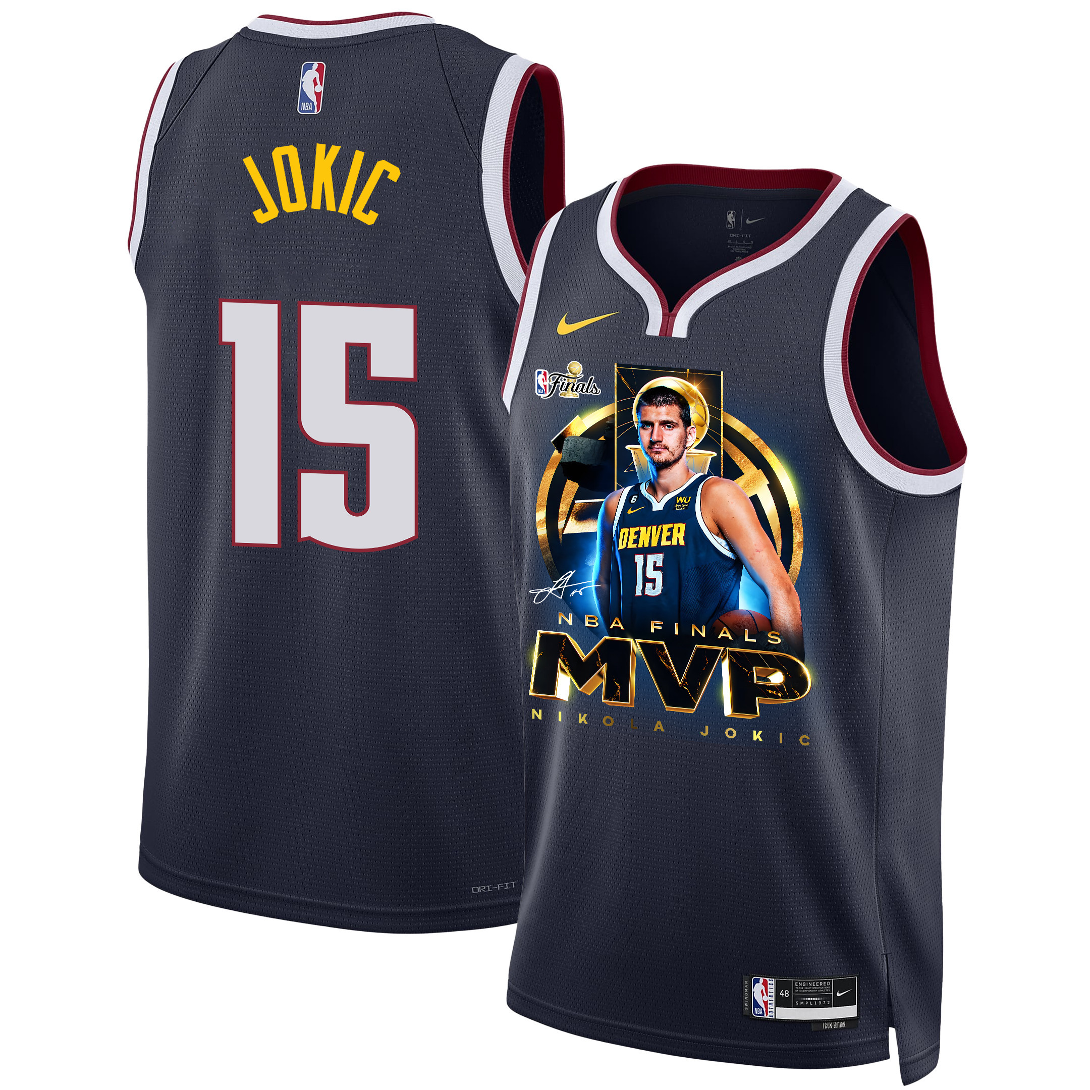 Nikola Jokić Denver Nuggets MVP 2023 NBA Final Champions Swingman Jersey - Black - JS423 