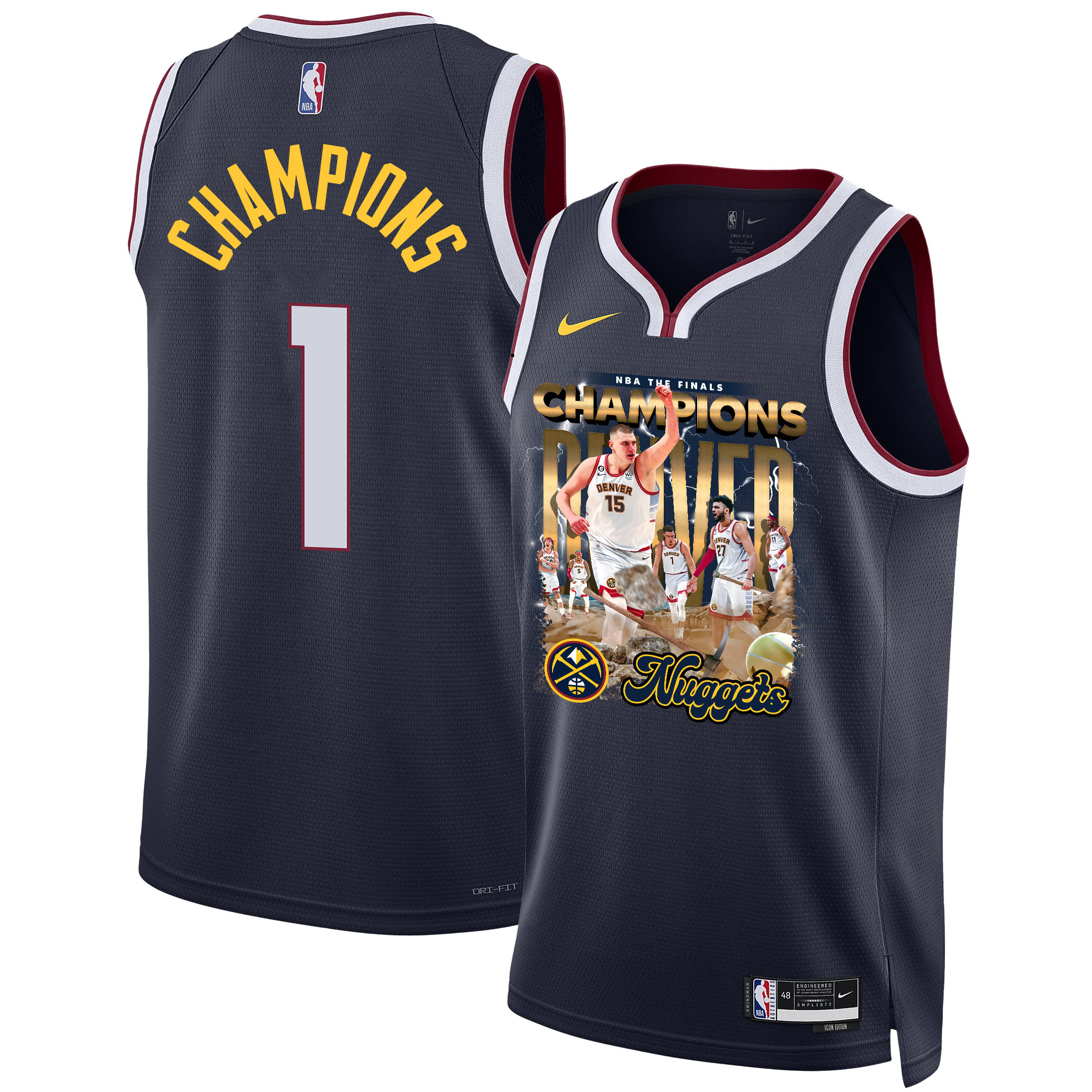 Nikola Jokić Denver Nuggets Superstar 2023 NBA The Final Champions Swingman Jersey - Black - JS541 