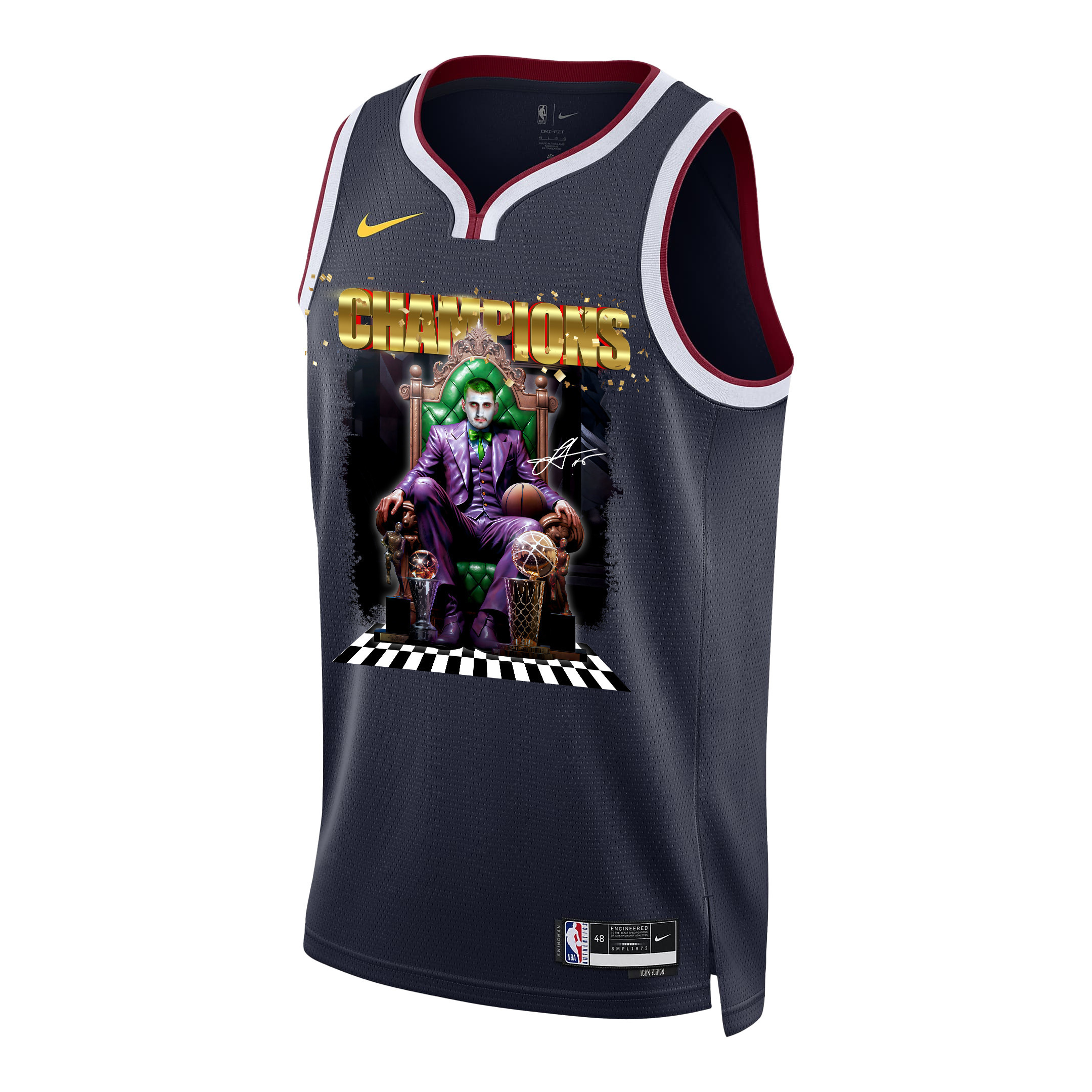 Alternative view of Nikola Jokić Denver Nuggets The Big Joker 2023 NBA Final Champions Swingman Jersey - Black - JS230 