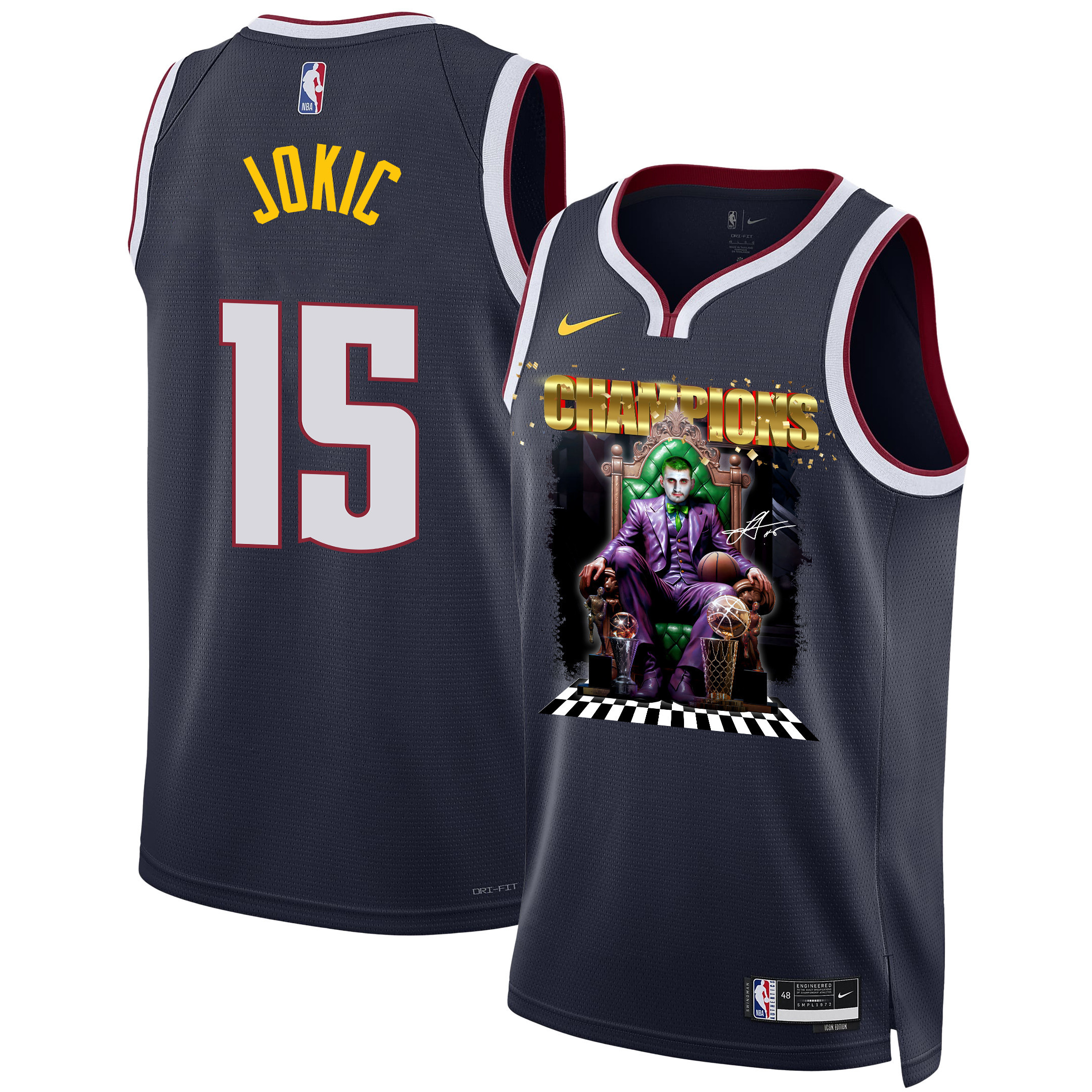 Nikola Jokić Denver Nuggets The Big Joker 2023 NBA Final Champions Swingman Jersey - Black - JS230 