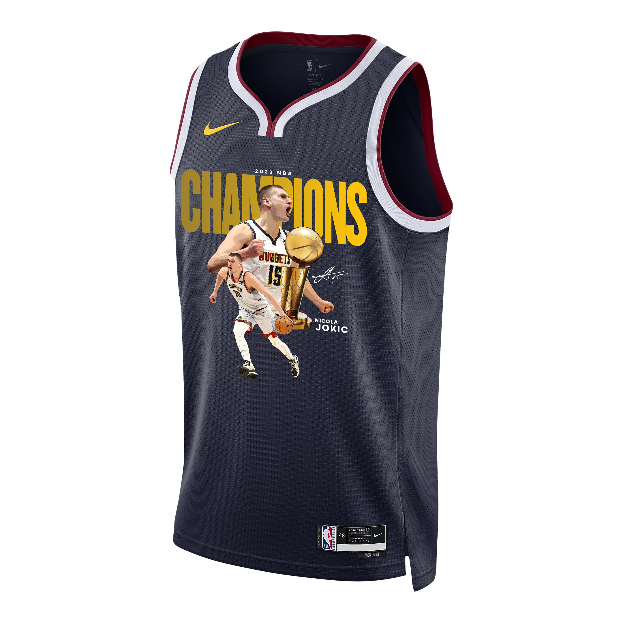 Alternative view of Nikola Jokić Denver Nuggets's Reigning MVP 2023 Champions Swingman Jersey - Black - JS182 