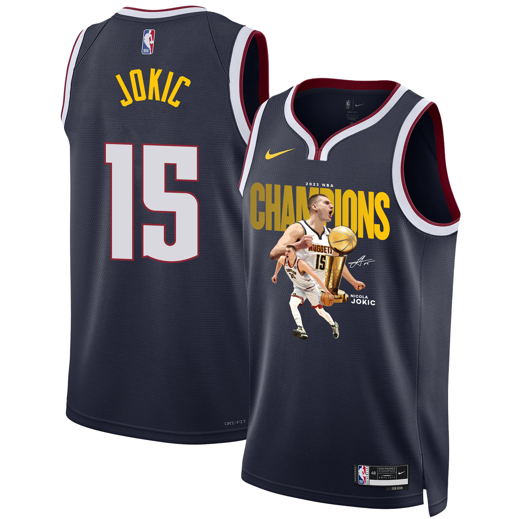 Nikola Jokić Denver Nuggets's Reigning MVP 2023 Champions Swingman Jersey - Black - JS182 