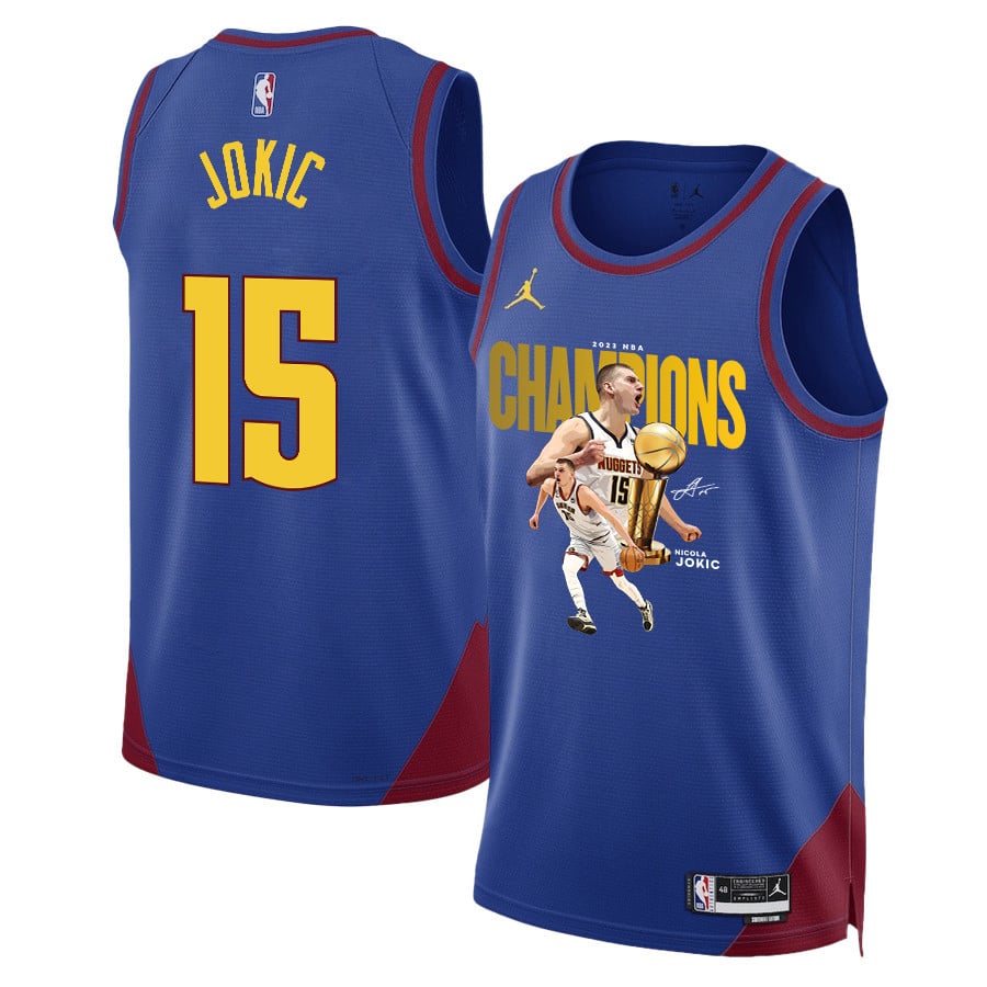 Nikola Jokić Denver Nuggets's Reigning MVP 2023 Champions Swingman Jersey - Blue - JS292 