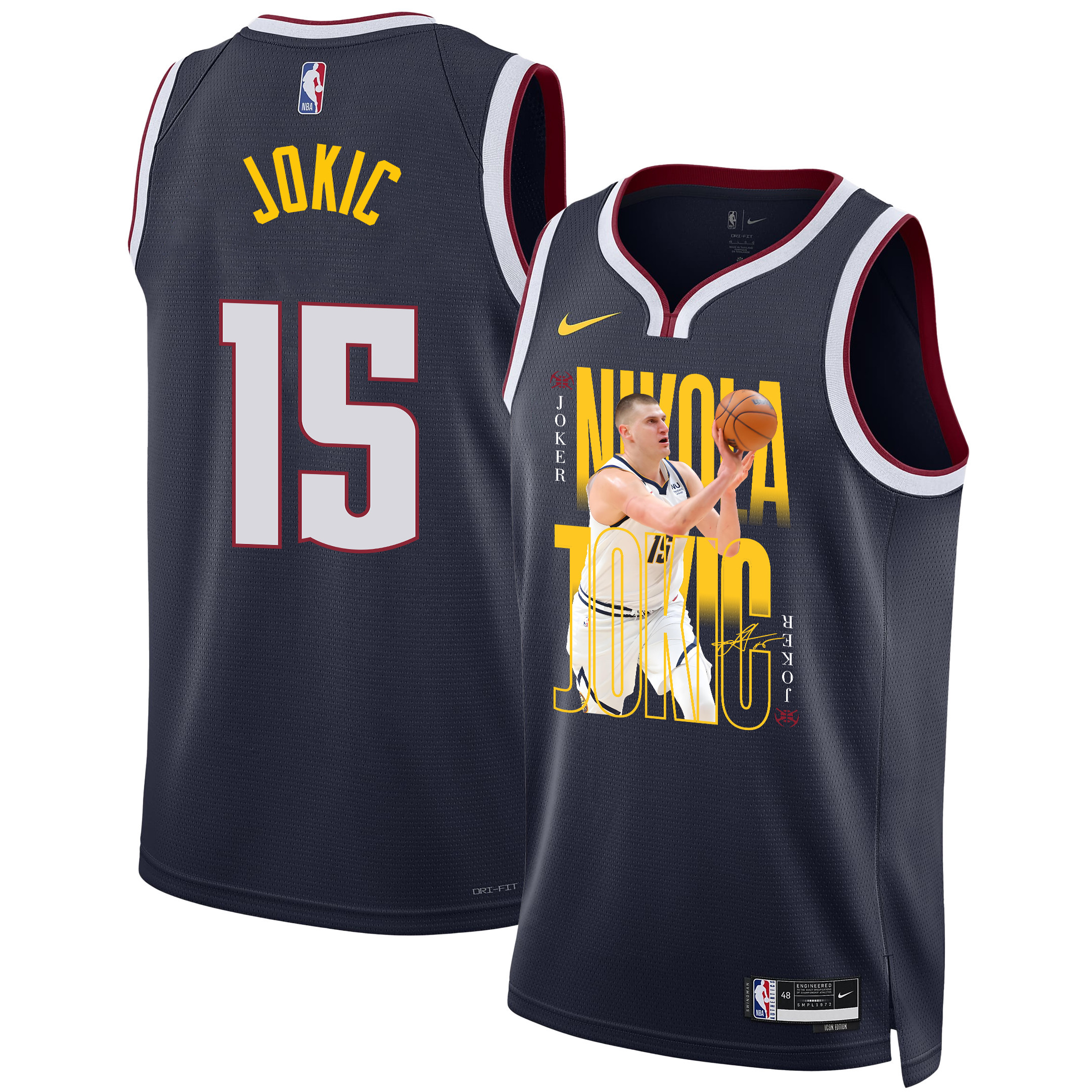 Nikola Jokic 15 Denver Nuggets Joker's Gold 2023 NBA Champions Swingman Jersey - Black - JS947 